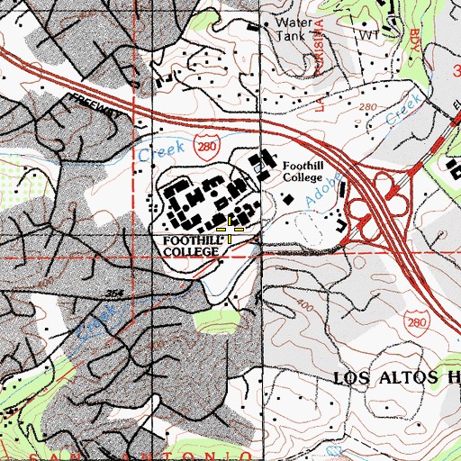 Topographic Map of Foothill College, CA