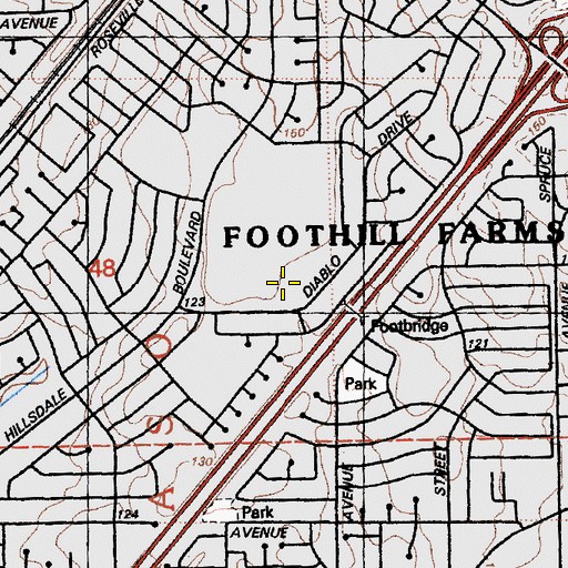 Topographic Map of Foothill Farms Junior High School, CA