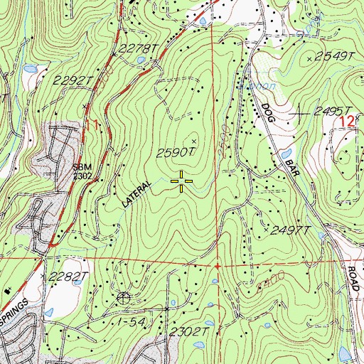 Topographic Map of Forest Springs Lateral, CA