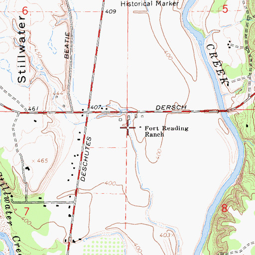 Topographic Map of Fort Reading Ranch, CA