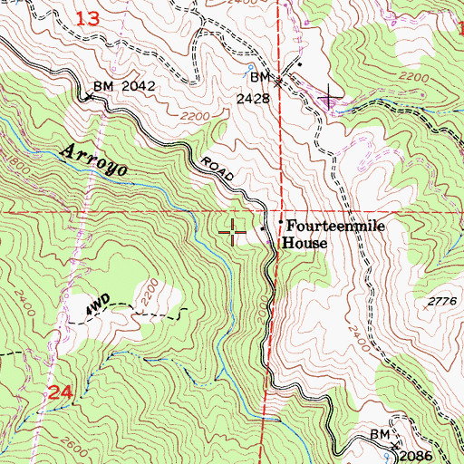 Topographic Map of Fourteenmile House, CA