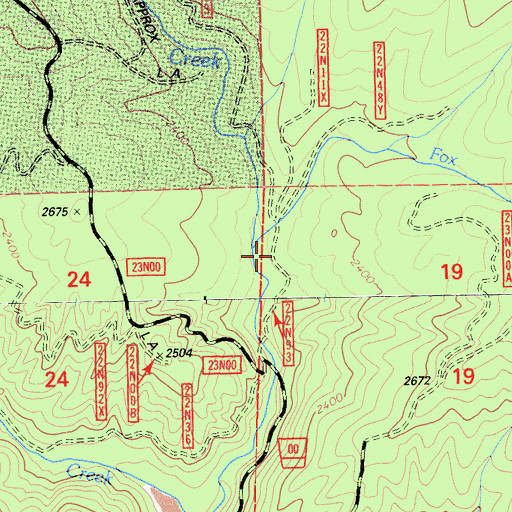 Topographic Map of Fox Creek, CA