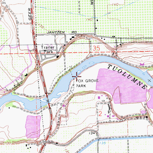 Topographic Map of Fox Grove Park, CA