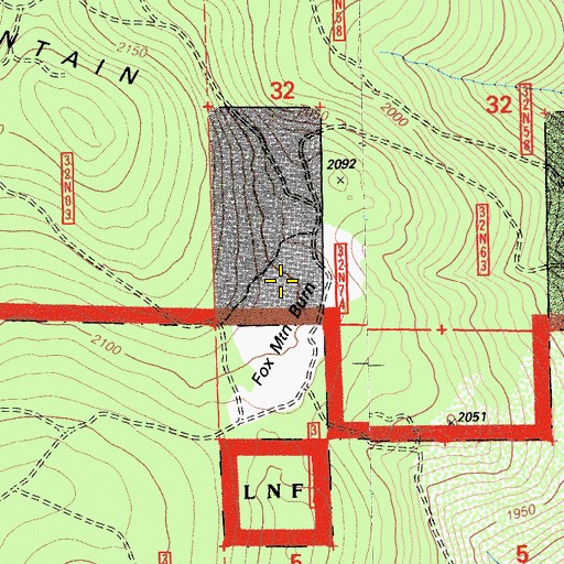 Topographic Map of Fox Mountain Burn, CA