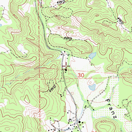 Topographic Map of Franz Valley, CA