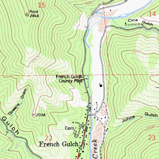 Topographic Map of French Gulch County Park, CA