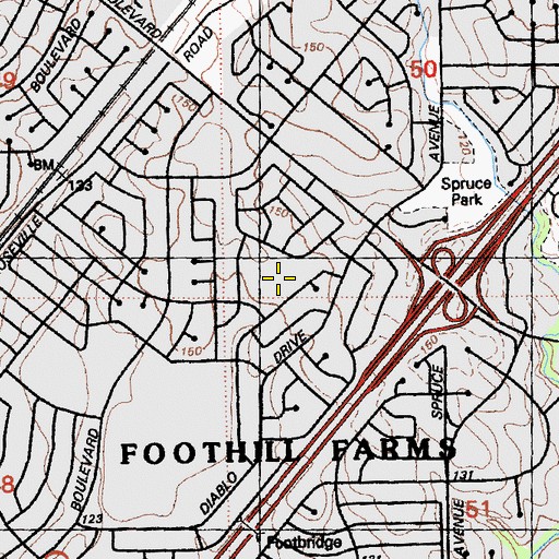 Topographic Map of Frontier Elementary School, CA