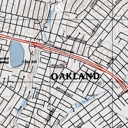 Topographic Map of Fruitvale Elementary School, CA