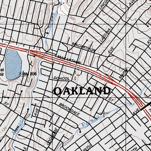 Topographic Map of Fruitvale Elementary School, CA