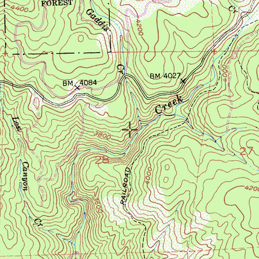 Topographic Map of Gaddis Creek, CA