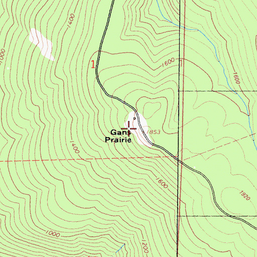 Topographic Map of Gans Prairie, CA