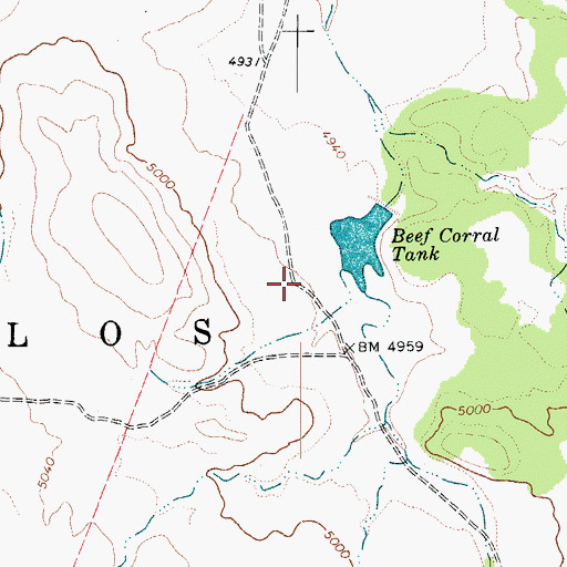 Topographic Map of Beef Corral Dam, AZ