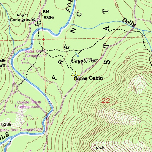 Topographic Map of Gates Cabin, CA