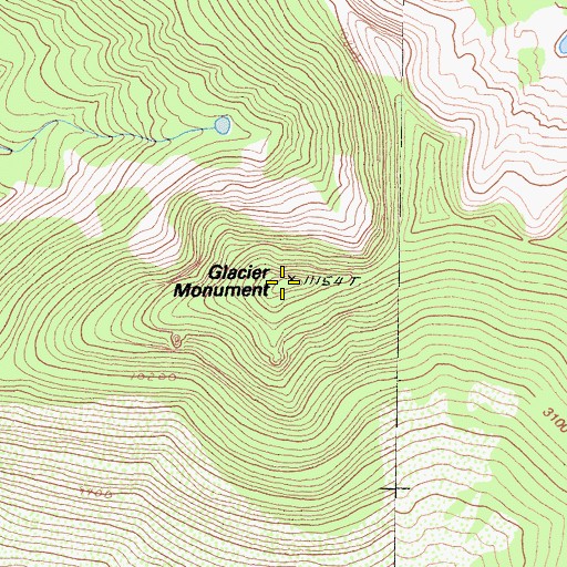 Topographic Map of Glacier Monument, CA