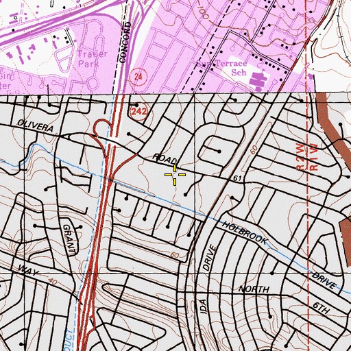Topographic Map of Glenbrook Middle School, CA