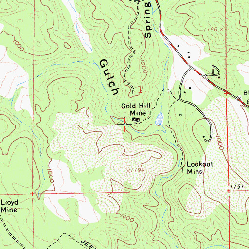 Topographic Map of Gold Hill Mine, CA