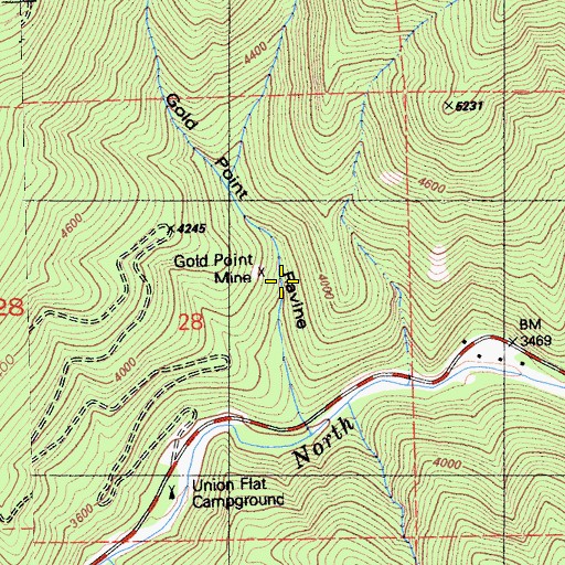 Topographic Map of Gold Point Mine, CA