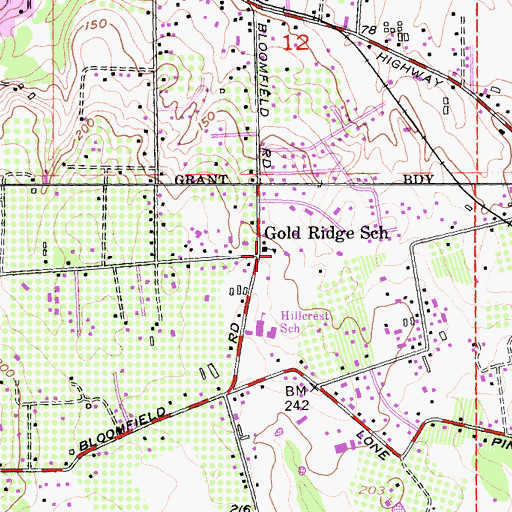 Topographic Map of Gold Ridge School, CA
