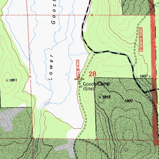 Topographic Map of Gooch Camp, CA