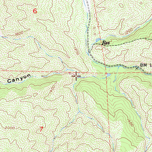 Topographic Map of Gooseberry Canyon, CA