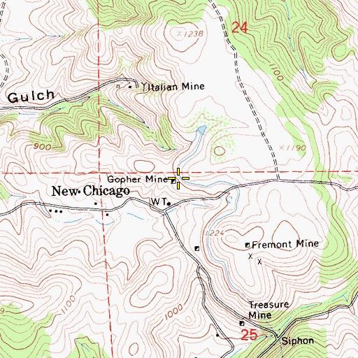 Topographic Map of Gopher Mine, CA