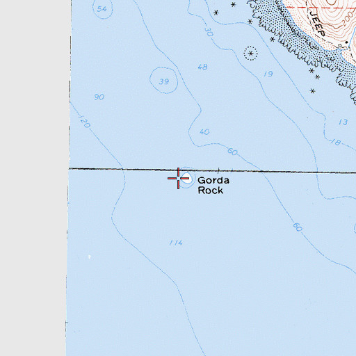 Topographic Map of Gorda Rock, CA