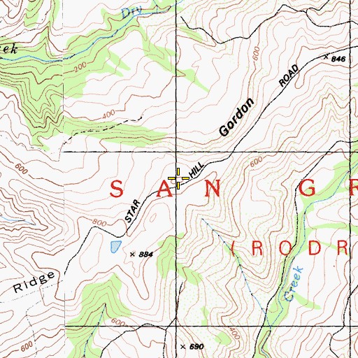 Topographic Map of Gordon Ridge, CA