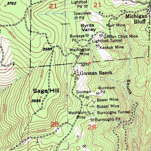 Topographic Map of Gorman Ranch, CA