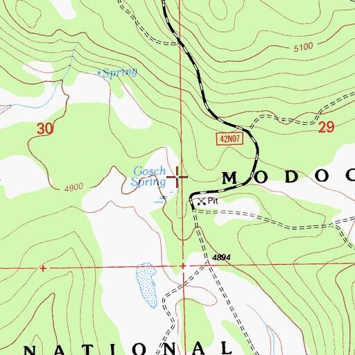 Topographic Map of Gosch Spring, CA
