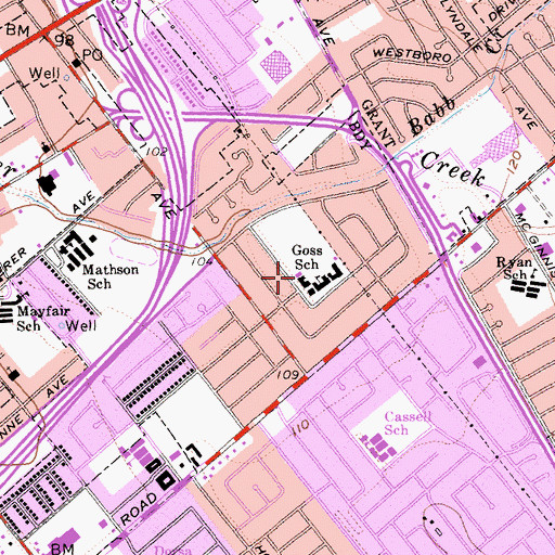 Topographic Map of Mildred Goss Elementary School, CA