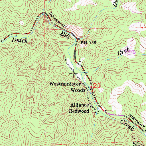 Topographic Map of Grab Creek, CA