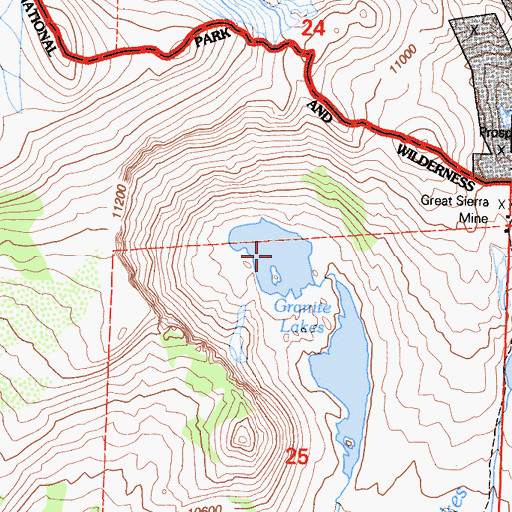 Topographic Map of Granite Lakes, CA