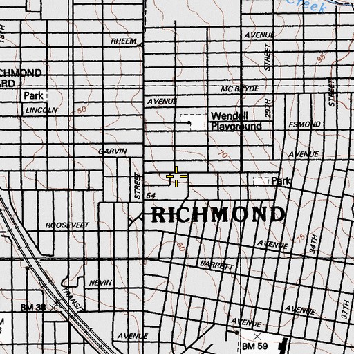 Topographic Map of Grant Elementary School, CA