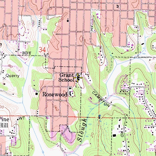 Topographic Map of Grant Elementary School, CA