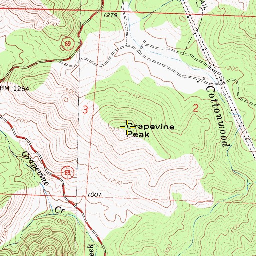 Topographic Map of Grapevine Peak, CA