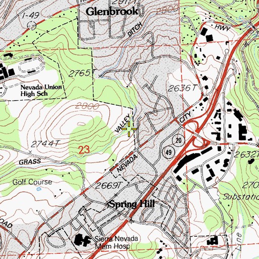 Topographic Map of Grass Valley Ditch, CA