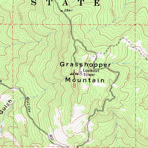 Topographic Map of Grasshopper Mountain, CA