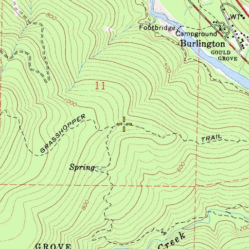 Topographic Map of Grasshopper Trail, CA