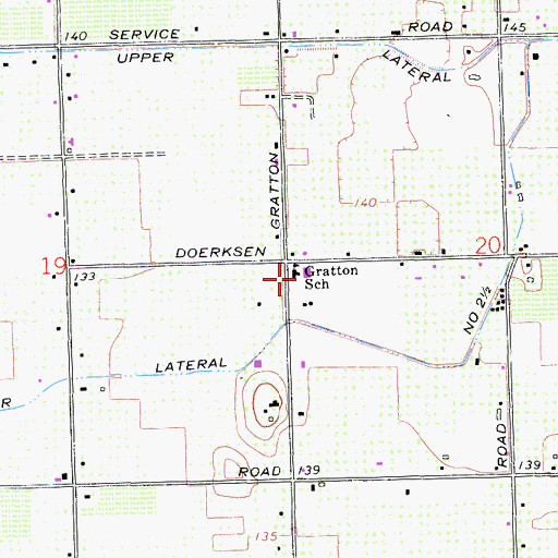 Topographic Map of Gratton Elementary School, CA