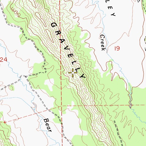 Topographic Map of Gravelly Buttes, CA
