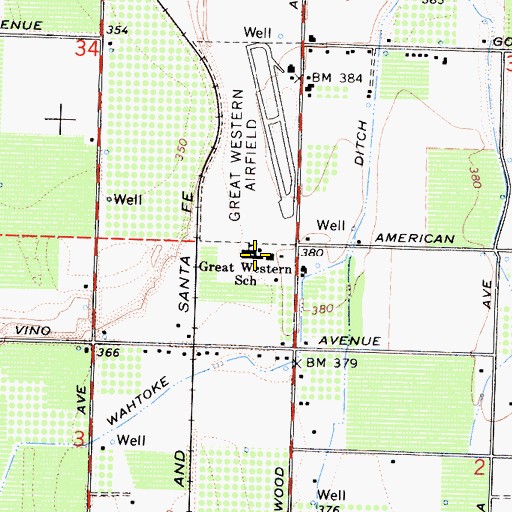 Topographic Map of Great Western Elementary School, CA