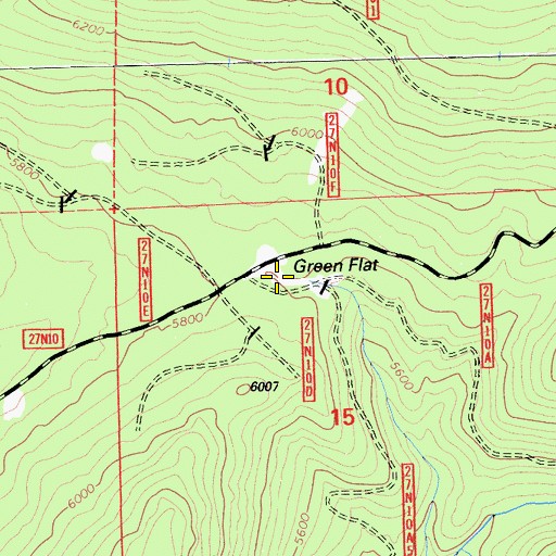 Topographic Map of Green Flat, CA