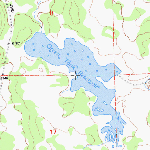 Topographic Map of Green Tank Reservoir, CA
