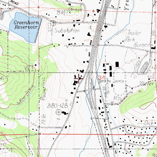 Topographic Map of Greenhorn School, CA