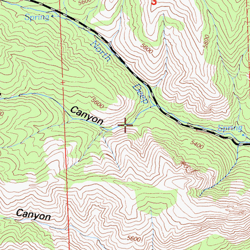 Topographic Map of Greens Canyon, CA