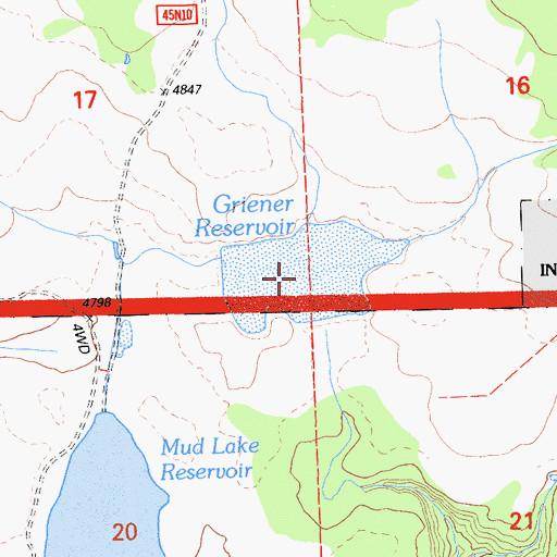 Topographic Map of Griener Reservoir, CA