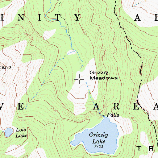 Topographic Map of Grizzly Meadows, CA