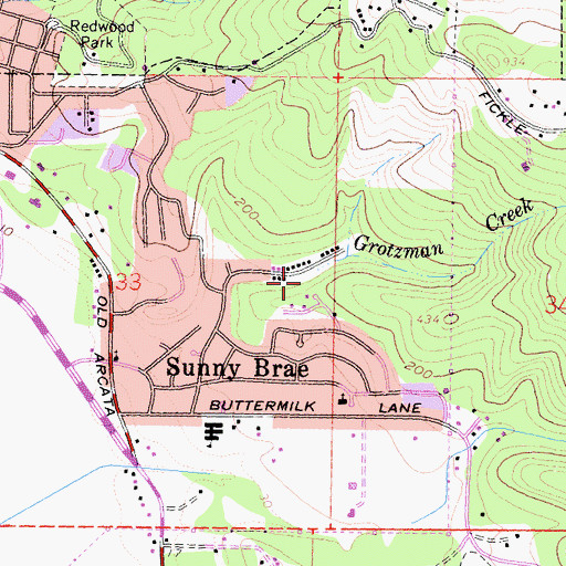Topographic Map of Grotzman Creek, CA