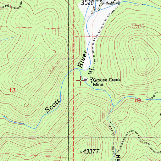 Topographic Map of Grouse Creek Mine, CA