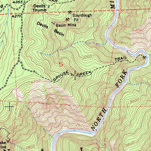 Topographic Map of Grouse Creek Trail, CA